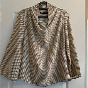 Zara Black and Cream Cowl Neck Top- Sz: Medium